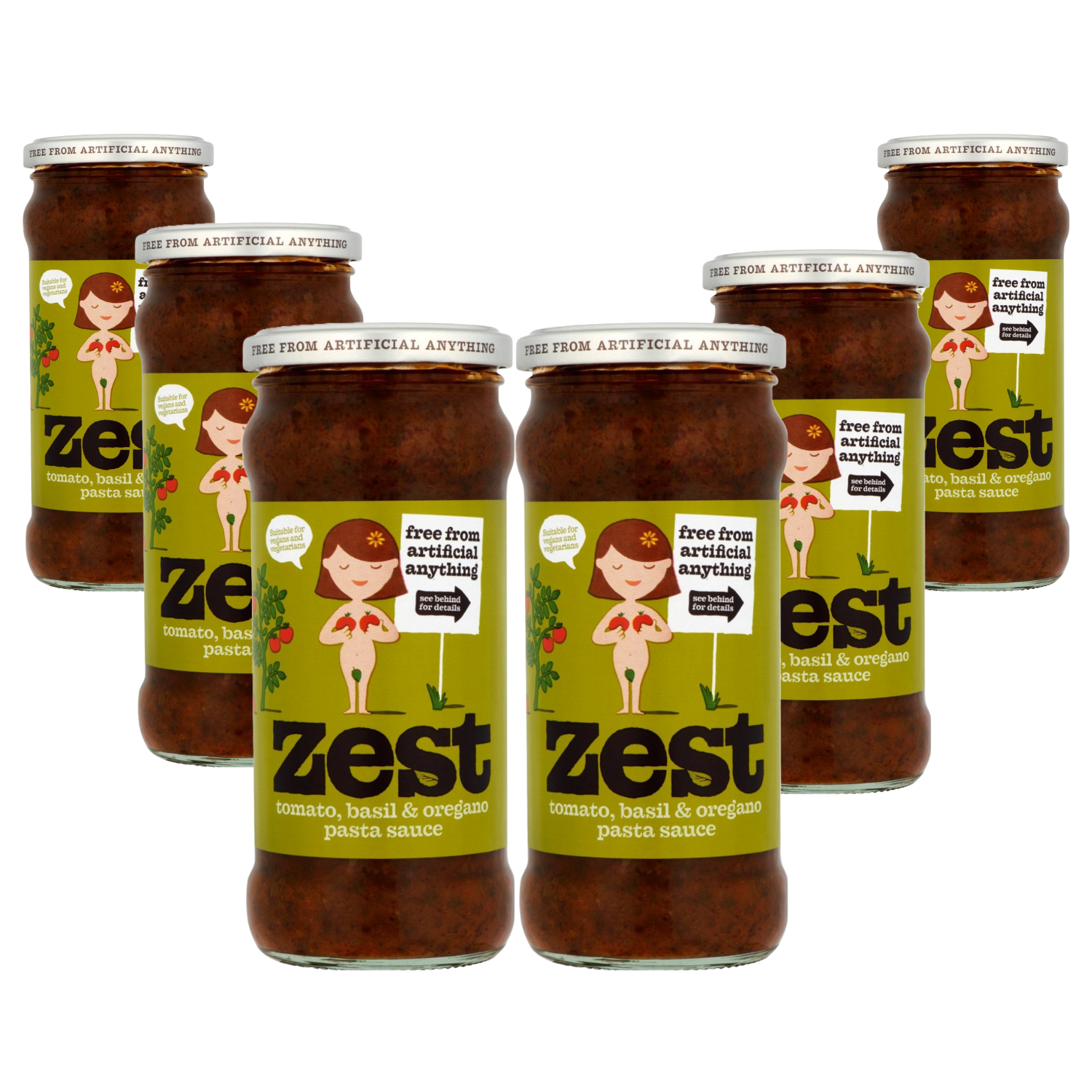 Zest Vegan Tomato Basil Oregano Pasta Sauce Pack of 6 x 340g