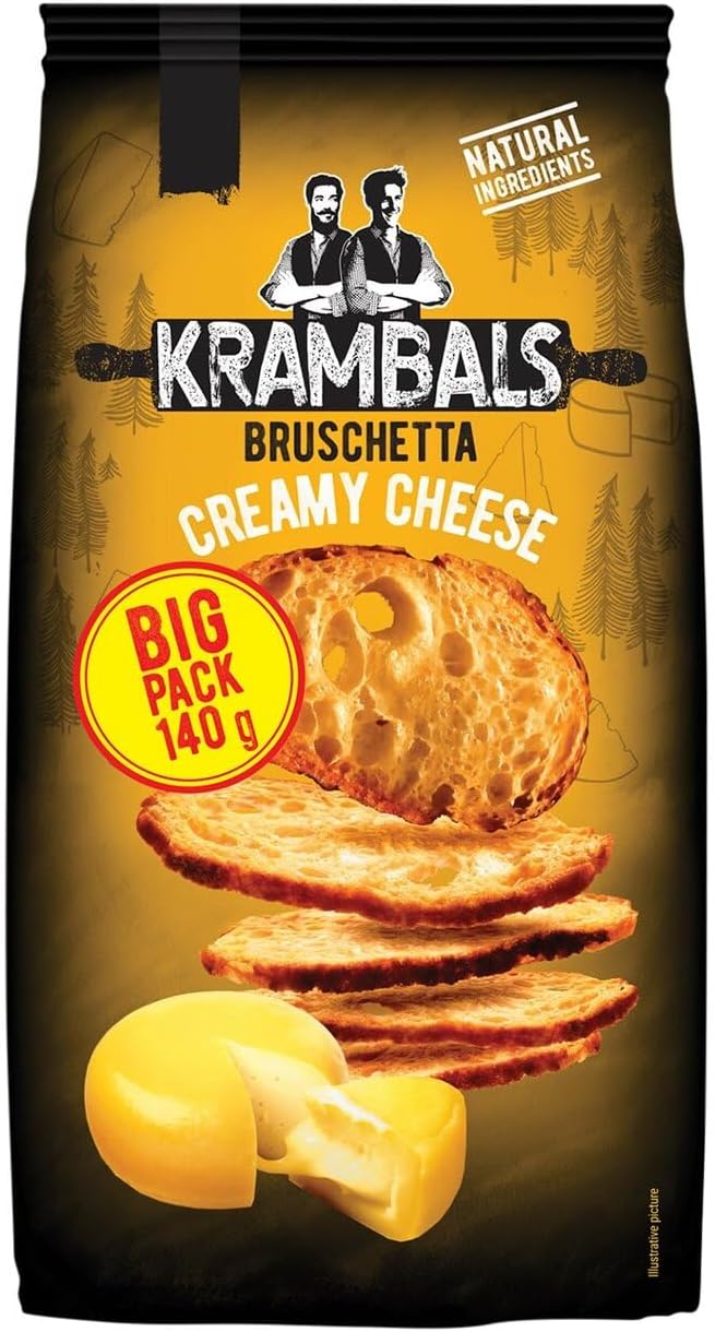 Load image into Gallery viewer, KRAMBALS Bruschetta Creamy Cheese Crisps 140g - Baked Crisps Bruschetta Bread Snacks Palm Oil Free Cheese Snack Box
