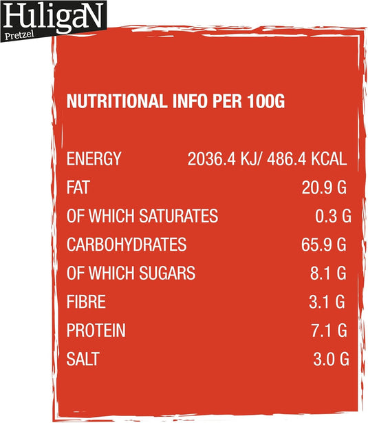 Huligan Pretzels Crush Sriracha Sauce 65G - Baked Pretzel Thins Savoury Snacks Bulk Healthy Vegetarian Snack Box