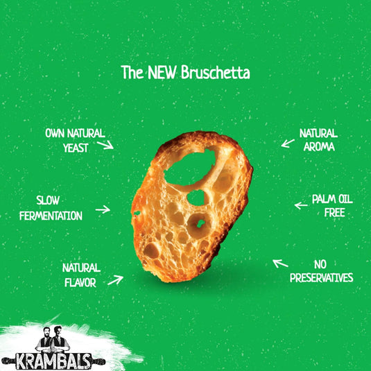 KRAMBALS Bruschetta Forest Mushrooms & Butter Crisps 70g - Baked Crisps Bruschetta Bread Snacks Palm Oil Free Cheese Snack Box