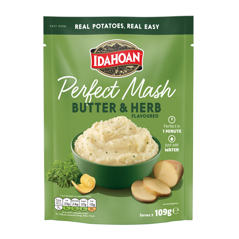 Load image into Gallery viewer, Idahoan Perfect Mash Potatoes Butter &amp; Herb 109g Pack of 12
