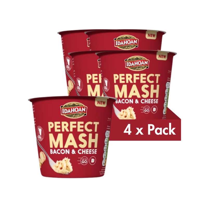 Load image into Gallery viewer, Idahoan Perfect Mash Potatoes Bacon &amp; Cheese 55g Pots Pack of 4
