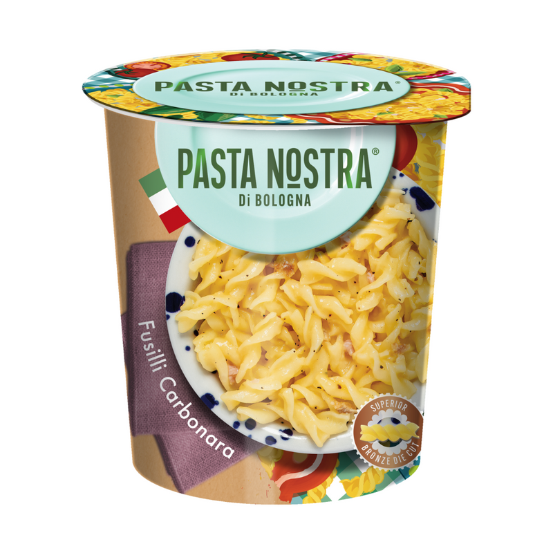 Load image into Gallery viewer, Pasta Nostra | Carbonara | Instant fusilli pasta with a cheese and bacon sauce 70g x 8
