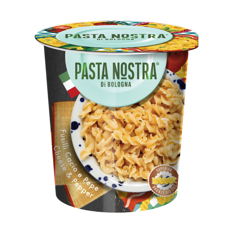 Load image into Gallery viewer, Pasta Nostra | Cheese &amp; Pepper | Vegetarian | Instant fusilli pasta with a cheese and pepper sauce 70g
