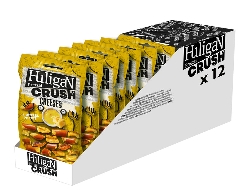 Load image into Gallery viewer, Huligan Pretzels Crush Cheese Sauce 65G - Baked Pretzel Thins Savoury Snacks Bulk Healthy Vegetarian Snack Box
