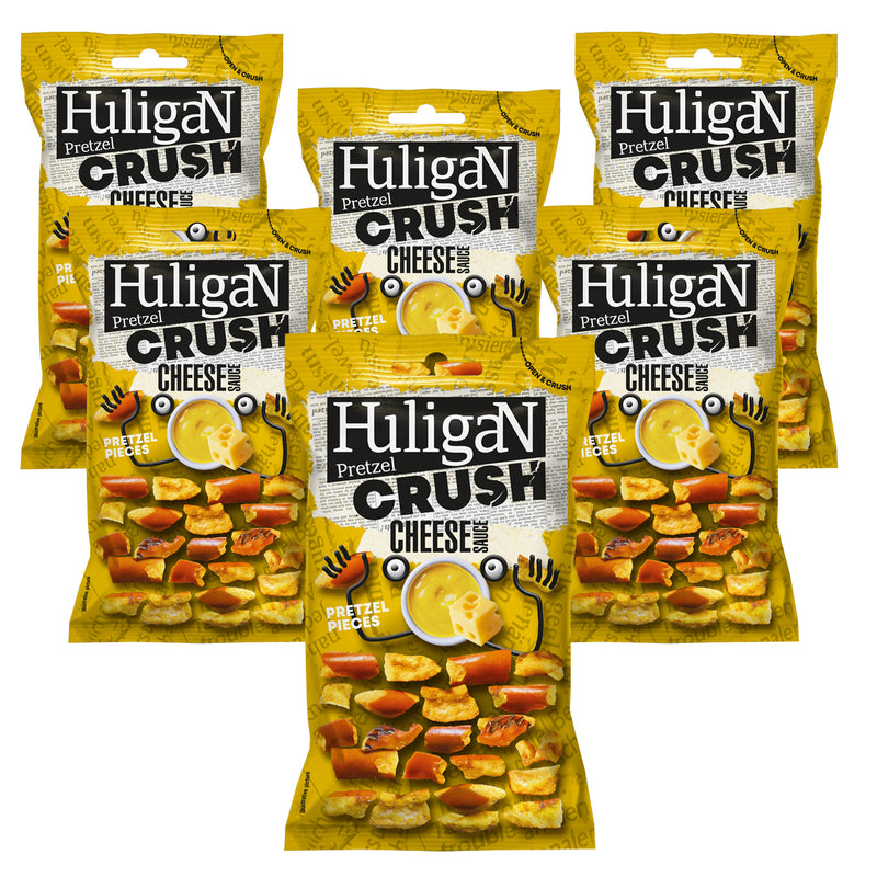 Load image into Gallery viewer, Huligan Pretzels Crush Cheese Sauce 65G - Baked Pretzel Thins Savoury Snacks Bulk Healthy Vegetarian Snack Box
