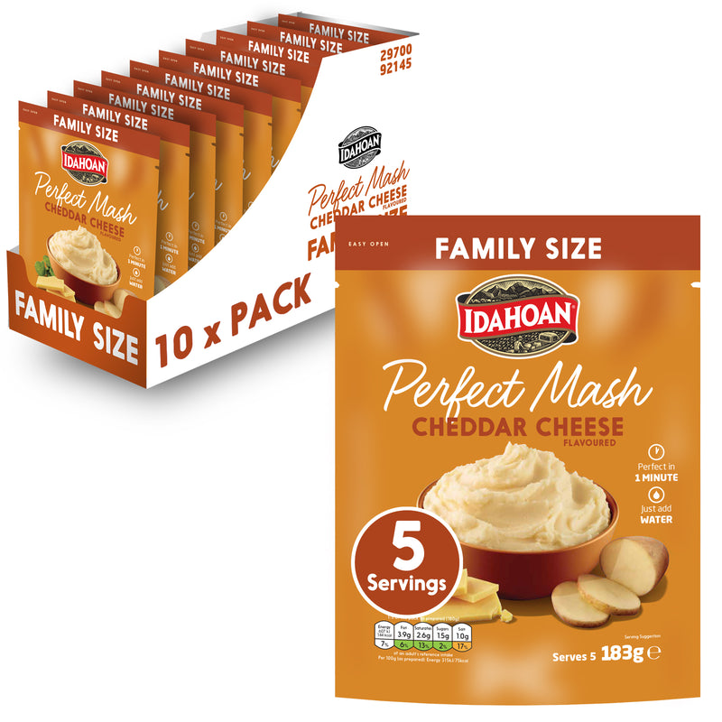 Load image into Gallery viewer, Idahoan Perfect Mash Potatoes Cheddar Cheese 183g Sachet FAMILY size Case(10)
