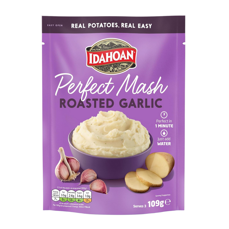 Load image into Gallery viewer, Idahoan Perfect Mash Potatoes Roasted Garlic 109g Sachet
