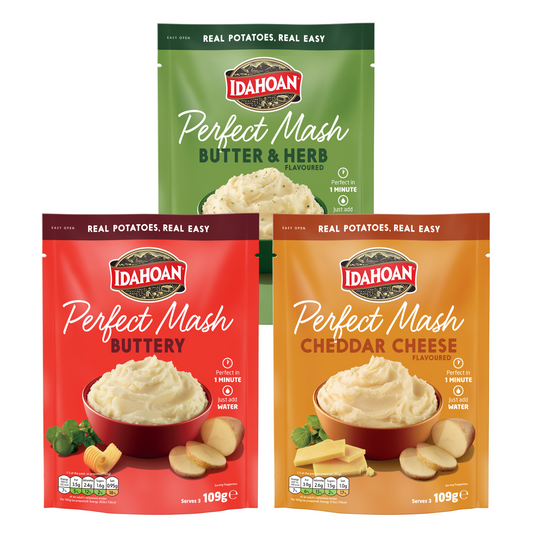 Idahoan Perfect Mash Potatoes 3 different flavour in 109g Sachets Pack of 3