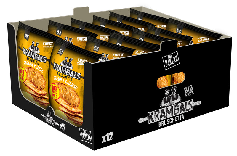 Load image into Gallery viewer, KRAMBALS Bruschetta Creamy Cheese Crisps 140g - Baked Crisps Bruschetta Bread Snacks Palm Oil Free Cheese Snack Box
