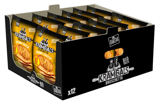 KRAMBALS Bruschetta Creamy Cheese Crisps 140g - Baked Crisps Bruschetta Bread Snacks Palm Oil Free Cheese Snack Box