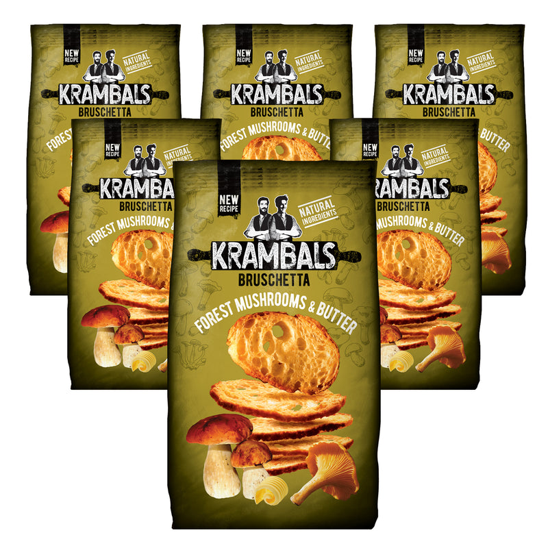 Load image into Gallery viewer, KRAMBALS Bruschetta Forest Mushrooms &amp; Butter Crisps 70g - Baked Crisps Bruschetta Bread Snacks Palm Oil Free Cheese Snack Box
