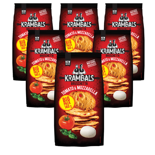 KRAMBALS Bruschetta Tomato & Mozzarella Crisps 140g - Baked Crisps Bruschetta Bread Snacks Palm Oil Free Cheese Snack Box