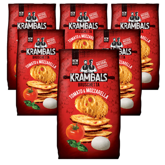 KRAMBALS Bruschetta Tomato & Mozzarella Crisps 70g - Baked Crisps Bruschetta Bread Snacks Palm Oil Free Cheese Snack Box