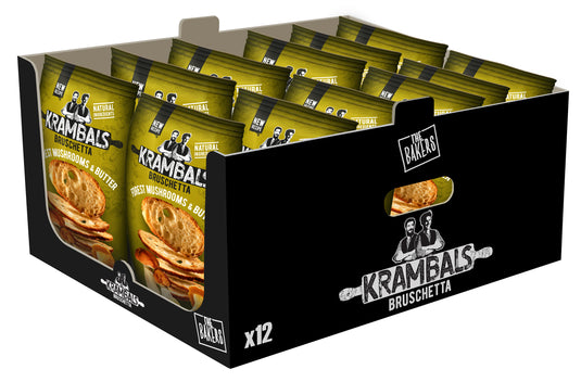 KRAMBALS Bruschetta Forest Mushrooms & Butter Crisps 70g - Baked Crisps Bruschetta Bread Snacks Palm Oil Free Cheese Snack Box