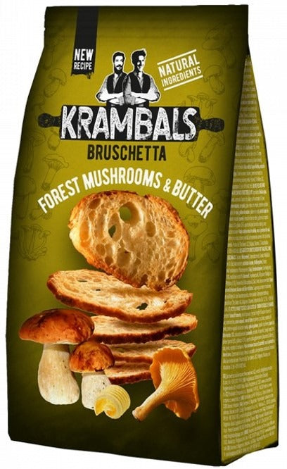 KRAMBALS Bruschetta Forest Mushrooms & Butter Crisps 70g - Baked Crisps Bruschetta Bread Snacks Palm Oil Free Cheese Snack Box