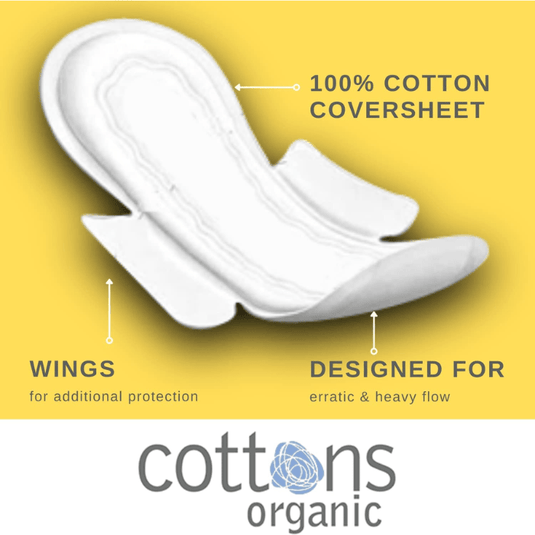 Cottons Organic Pre-Menopause Sanitary Pads With Wings Pack of 8