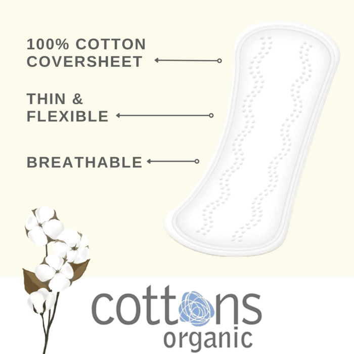 Cottons Organic Ultra Thin Panty Liners Light Flow Pack of 24